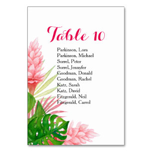 Numeração De Mesa Flores tropicais, aquarela, mesa de casamento