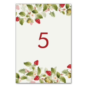 Numeração De Mesa Flores Vermelhas Doces de Morango Silvestre Casame