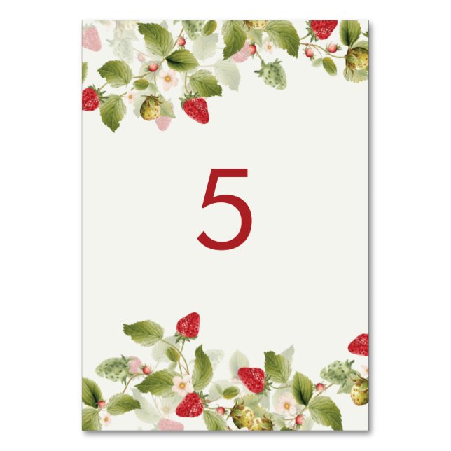 Numeração De Mesa Flores Vermelhas Doces de Morango Silvestre Casame (Frente)