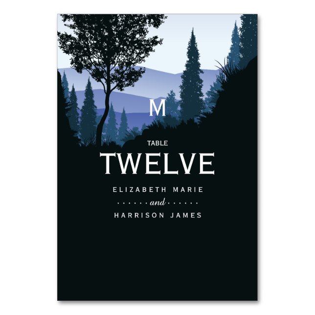 Numeração De Mesa Floresta de Madeira Azul, Casamento Russo (Frente)