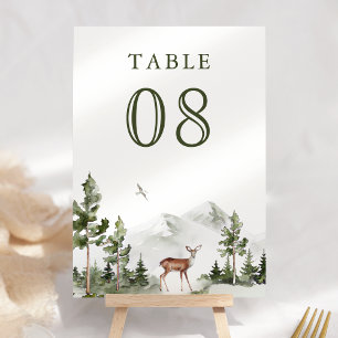 Numeração De Mesa Floresta de Montanha de Veado de Casamento em Aqua