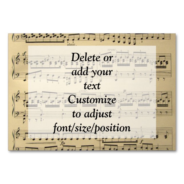 Numeração De Mesa Folha de Música Vintage (Frente)