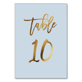 Numeração De Mesa Folha de ouro poeirenta azul mesa de casamento núm