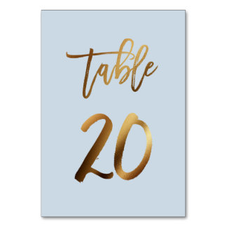 Numeração De Mesa Folha de ouro poeirenta azul mesa de casamento núm