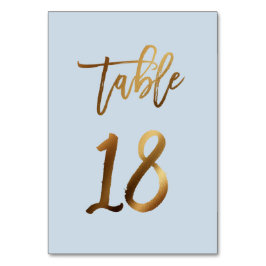 Numeração De Mesa Folha de ouro poeirenta azul mesa de casamento núm