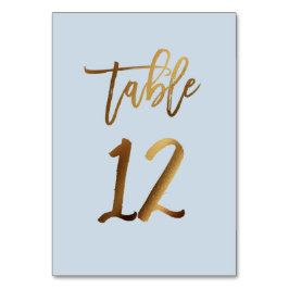 Numeração De Mesa Folha de ouro poeirenta azul mesa de casamento núm