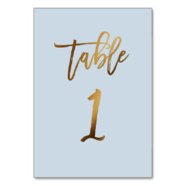 Numeração De Mesa Folha de ouro poeirenta azul mesa de casamento núm