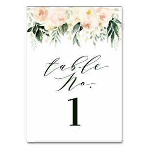 Numeração De Mesa Folha de pêssego e creme de aquarela + casamento f