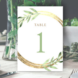 Numeração De Mesa folha fina e folhas verdes Quadro número 1