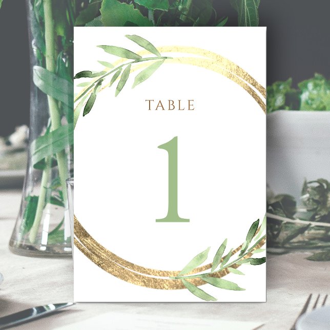 Numeração De Mesa folha fina e folhas verdes Quadro número 1 (Criador carregado)