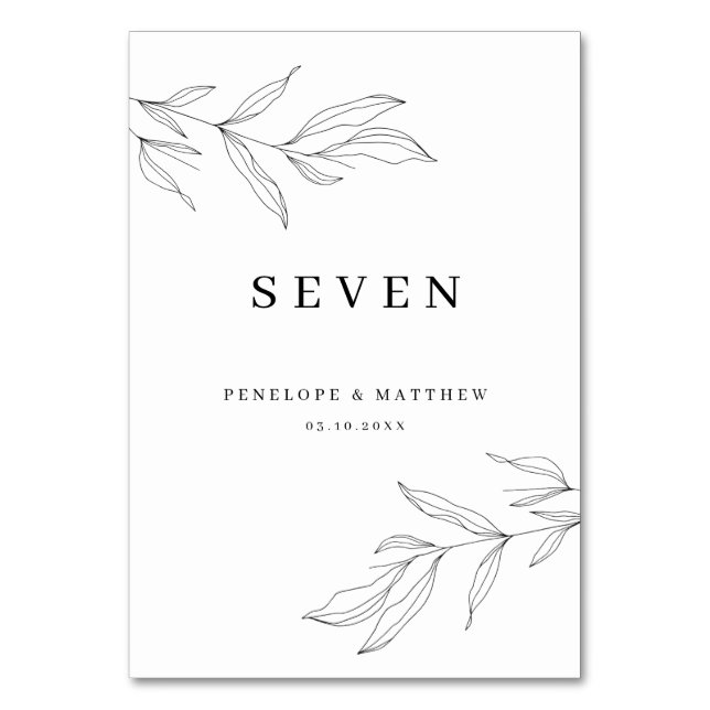 Numeração De Mesa Folhagem de Arte de Linha Número de Tabela Folha F (Frente)