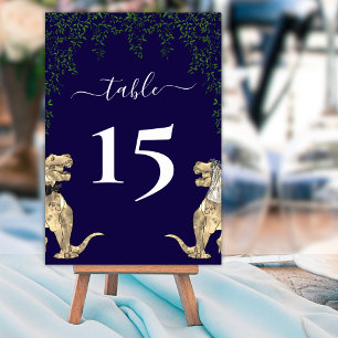 Numeração De Mesa Folhagem de Casamento de Dinossauro Azul Marinho e