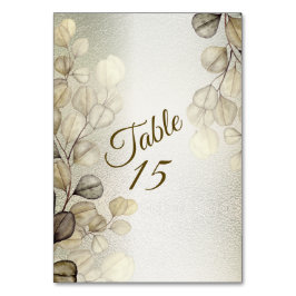 Numeração De Mesa Folhagem de Eucalipto Dourado em Aquarela Casament