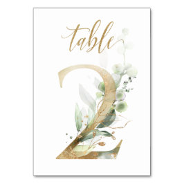Numeração De Mesa Folhagem verde e dourada, Mesa 2, Número da Mesa