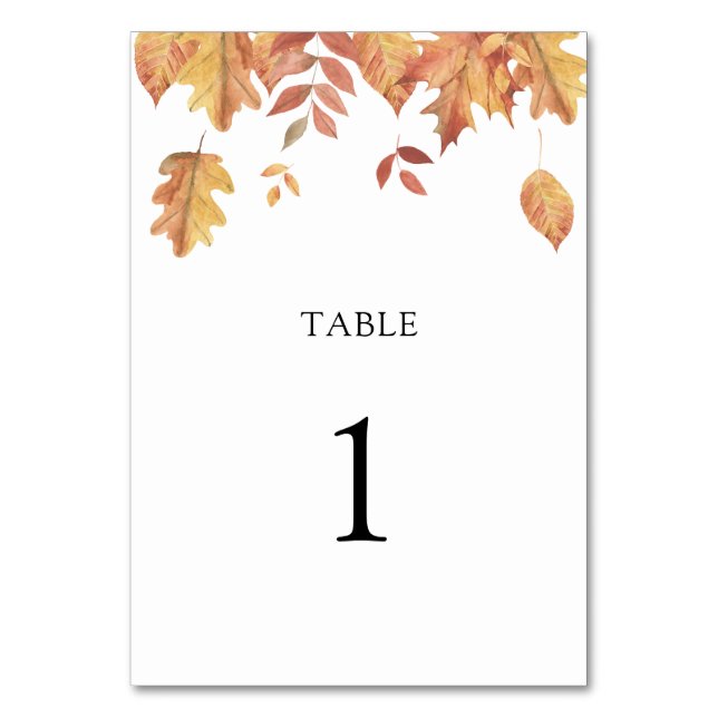 Numeração De Mesa Folhas caindo - número da mesa de casamento (Frente)