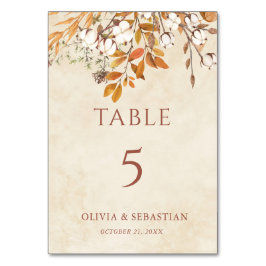 Numeração De Mesa Folhas de Outono de Terracota Casamento Boho
