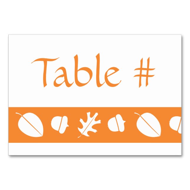 Numeração De Mesa Folhas de queda na placa de Mesa laranja (Frente)