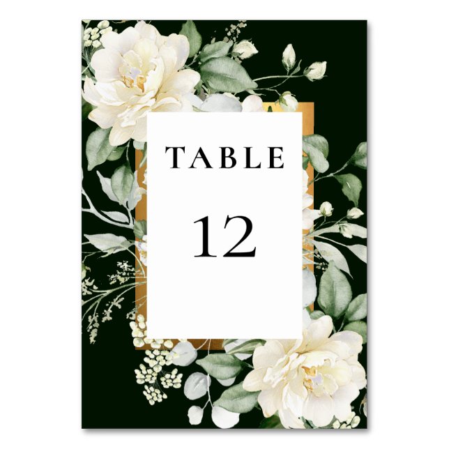 Numeração De Mesa Folhas de Sage Verde Elegantes Rosa Marfim e Moldu (Verso)