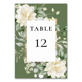 Numeração De Mesa Folhas de Sage Verde Elegantes Rosa Marfim e Moldu