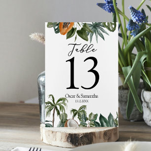Numeração De Mesa Folhas de Verde Tropical de Cores Aquáticas Trende