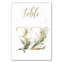 Numeração De Mesa Folhas Douradas Verdes Mesa 32, Número da Mesa