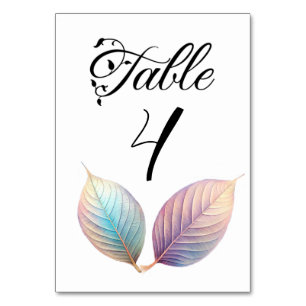 Numeração De Mesa Folhas Iridescentes Pastel Casamento Sonho Pastéis