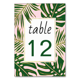 Numeração De Mesa Folhas tropicais cor-de-rosa-rosa número da mesa d
