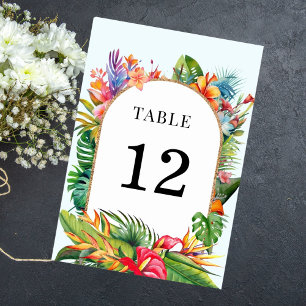 Numeração De Mesa Folhas Tropicais Florais Casamento na Praia