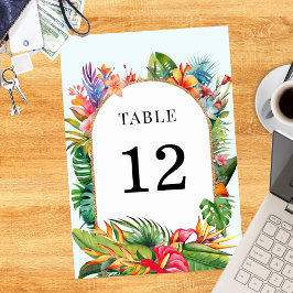 Numeração De Mesa Folhas Tropicais Florais Casamento na Praia