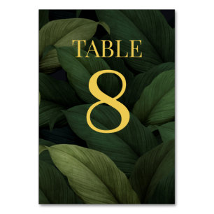 Numeração De Mesa Folhas tropicais verdes escuras