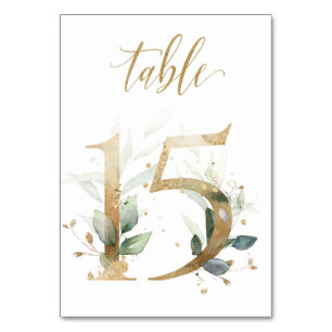 Numeração De Mesa Folhas Verde Ouro Mesa 15, Número da Mesa