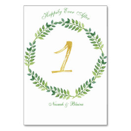 Numeração De Mesa Folhas Verdes Românticas - mesa de casamento - 1 a