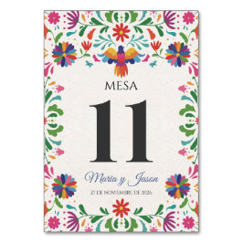 Numeração De Mesa Folk Art Colorful Floral Fiesta Spanish Wedding