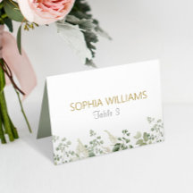 Forest Greenery Rustic Wood Place Card