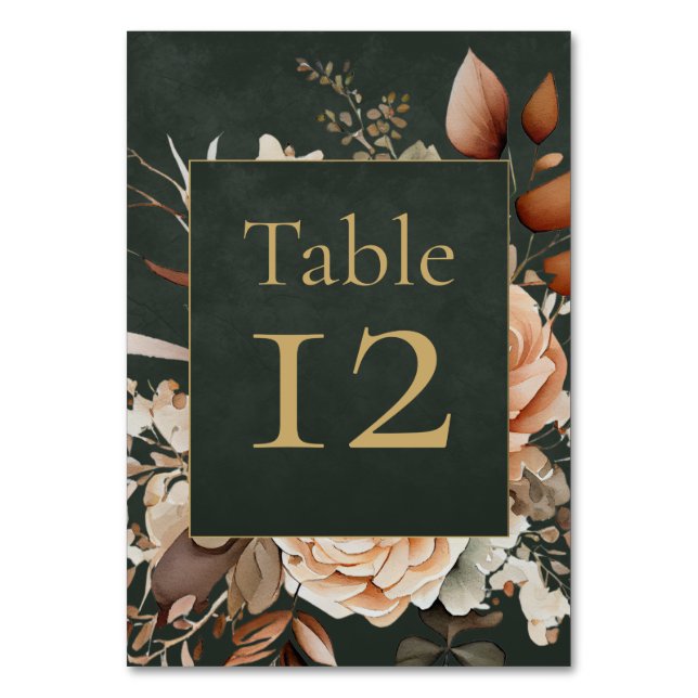 Numeração De Mesa Forest Witch Green Floral Table Number Card (Frente)