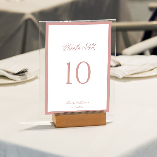 Numeração De Mesa Formal Classic Dusty Rose Border Script Wedding (Criador carregado)
