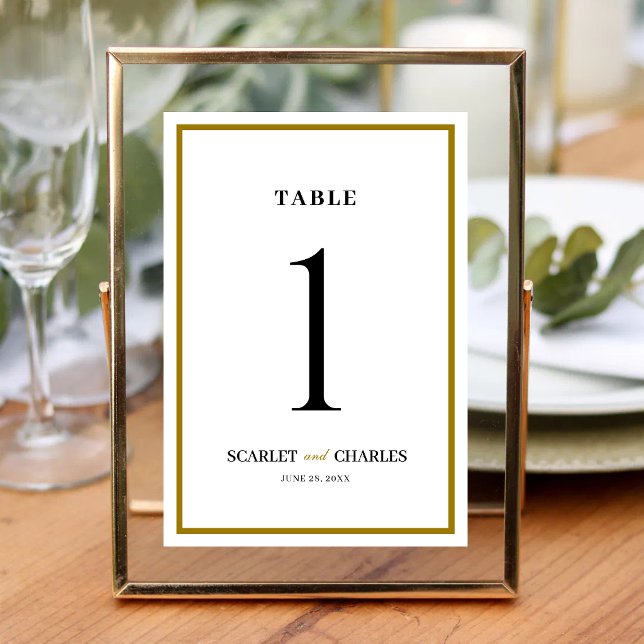 Numeração De Mesa Formal Clássico Preto Dourado Monograma Casamento (Formal black and gold monogram table number adds a refined, cohesive touch to reception décor.)