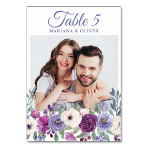 Numeração De Mesa Foto Casamento Floral Roxo Fúcsia Burgundy