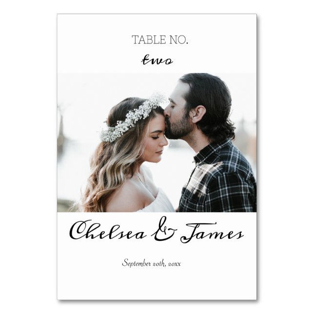 Numeração De Mesa Foto de Caligrafia Minimalista Elegante (Frente)