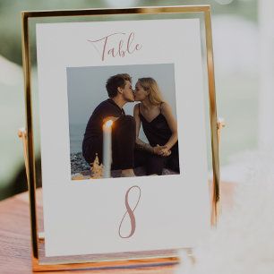 Numeração De Mesa Foto de casamento com letra manuscrita moderna