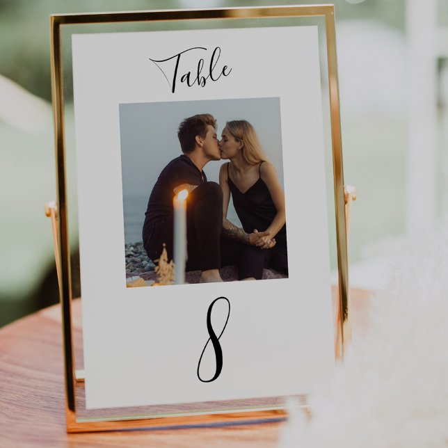 Numeração De Mesa Foto de casamento com letra manuscrita moderna (Criador carregado)