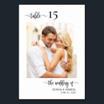 Numeração De Mesa Foto De Casamento De Caligrafia Elegante De Dois L<br><div class="desc">Números de Tabelas de Casamento de Script de Caligrafia Elegante Moderna Duplo Lado com foto personalizada personalizada. Ajude seus hóspedes a encontrar facilmente seu caminho com estas simples e elegantes placas de números de tabela de dois lados. Adicione facilmente números, fotos, nomes e data! Apresenta uma caligrafia bonito com letras...</div>