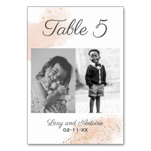 Numeração De Mesa Foto de Casamento Dourado com Blush Chic Modern