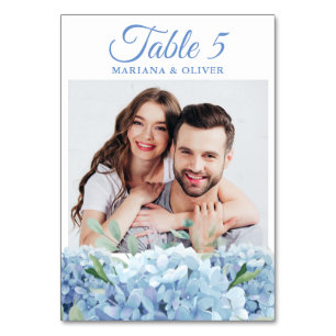 Numeração De Mesa Foto de casamento floral de hortênsia azul