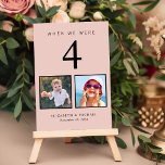 Numeração De Mesa Foto de Casamento Rosa-Rosa<br><div class="desc">Números de tabela de recepção de casamento rosa-pincelada divertida. Cada número de tabela corresponde a fotos da noiva e do noivo da mesma idade (por exemplo, na Mesa 4, adicionar fotos da noiva e do noivo quando tinham 4 anos). Se você tem um grande número de mesas, divida-as ao meio...</div>