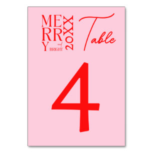 Numeração De Mesa Foto de Natal Vermelho Rosa Alegre Moderna 2025