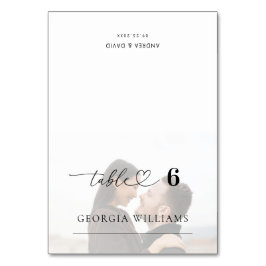 Numeração De Mesa Foto desbotada Coração de Casamento Editável Nome 