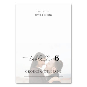 Numeração De Mesa Foto desbotada Coração de Casamento Editável Nome