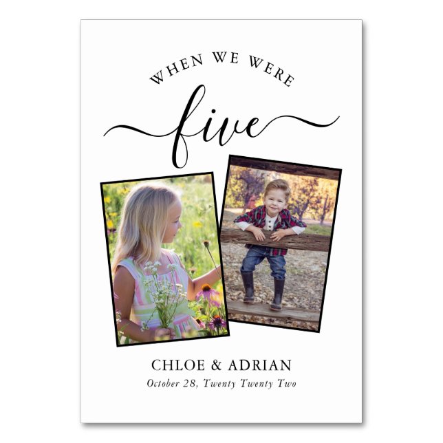 Numeração De Mesa Foto do Casal Moderno de Casamento dos Anos (Frente)