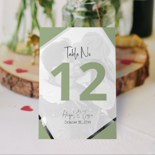 Numeração De Mesa Foto do Casamento Casual Moderno Verde